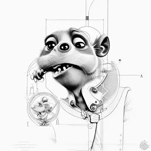 Design a fine-line tattoo of the main character from the movie "Ratatouille"  tattoo design idea