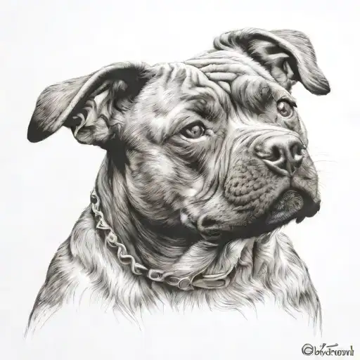 a crying staffordshire bull terrier tattoo design idea