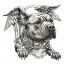 a staffordshire bull terrier as an angel wings  tattoo design idea