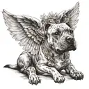 a staffordshire bull terrier as an angel wings  tattoo design idea