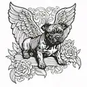 a staffordshire bull terrier as an angel wings tattoo design idea
