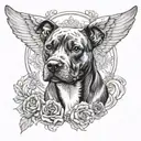 a staffordshire bull terrier as an angel wings tattoo design idea