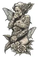 in memory of grandma figure hugging tattoo design idea