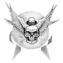 Skull with wings and the Avenged Sevenfold logo tattoo design idea