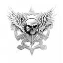 Skull with wings and the Avenged Sevenfold logo tattoo design idea