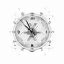 analog broken clock tattoo design idea