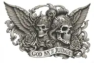 God is my judge in old English style tattoo design idea