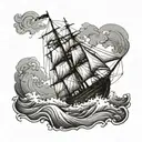 rainy storm sail boat sailing ship sailing through stormy tattoo design idea
