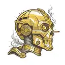 c3p0 smoking cigarette tattoo design idea
