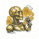 c3p0 smoking cigarette tattoo design idea
