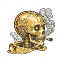 c3p0 smoking cigarette tattoo design idea