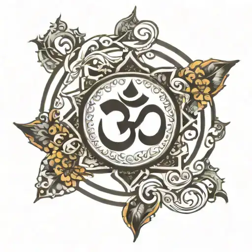om inside circle tattoo design idea