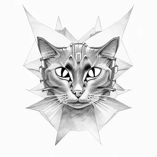 A black cat with a dinosaur skeleton pattern tattoo design idea