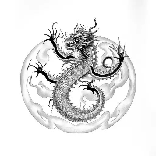 year of the dragon with scorpion tattoo design idea