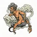 smoke clouds surrounding guy  tattoo design idea