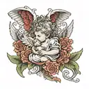 angel with cherubs  tattoo design idea