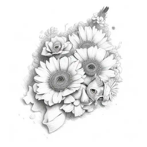 western,longhorn,flowers tattoo design idea