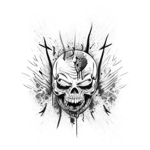 a scary bloody damon tattoo design idea