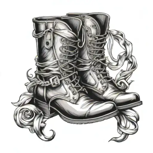 dress boot with dart intertwined to represent tattoo design idea