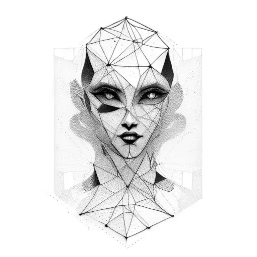 A mysterious woman emerging from the shadows with a binary code background tattoo design idea