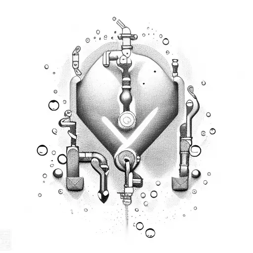 Combine elements of plumbing tools and water droplets to represent the fluidity of your profession tattoo design idea