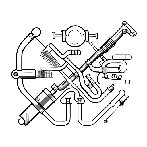 Incorporate plumbing tools like wrenches and pipes into a minimalist design tattoo design idea
