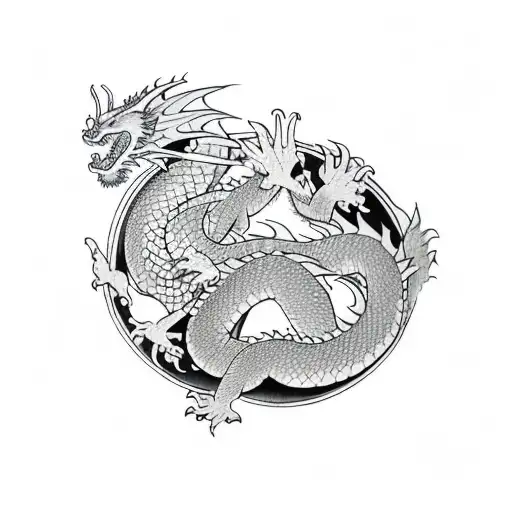 Dragon in a circle red tattoo design idea