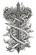 bible flaming sword tattoo design idea