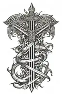 bible flaming sword tattoo design idea