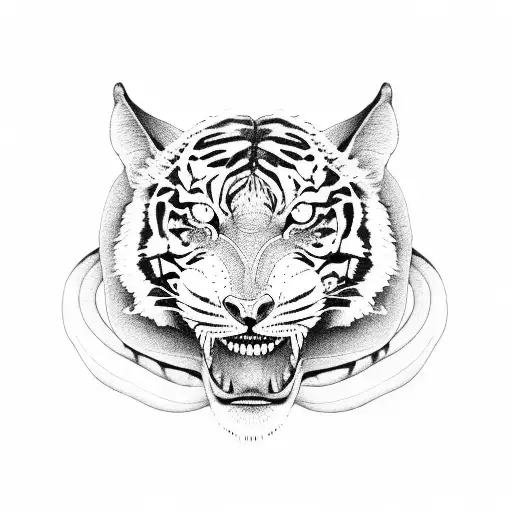 snakes and tigers tattoo design idea