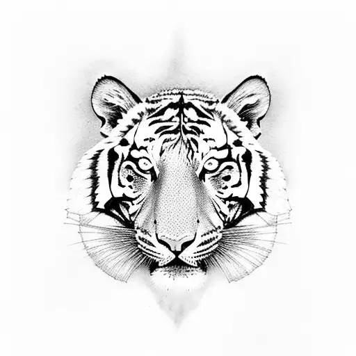 tiger witgreen eyes tattoo design idea