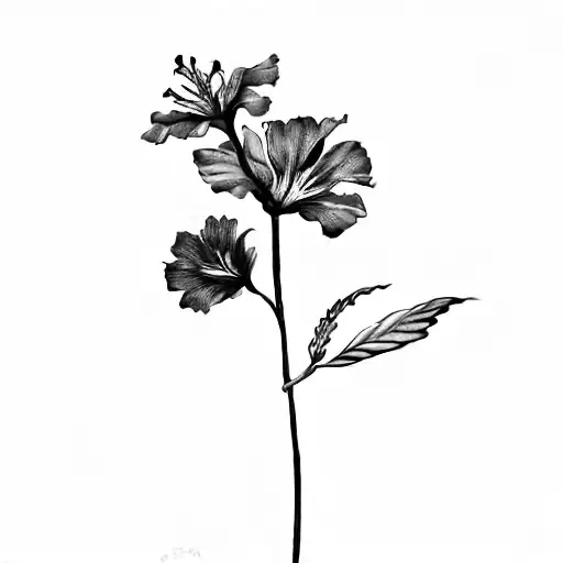 Blackwork "A Hibiscus Flower" Tattoo Idea BlackInk AI
