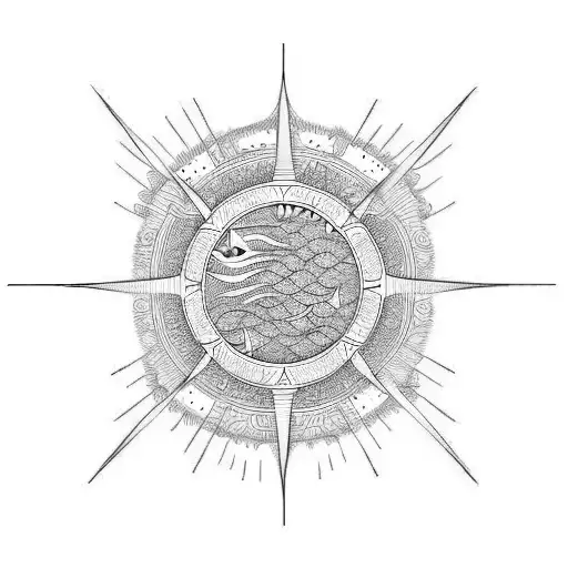 wheat sun sea aquarius tattoo design idea