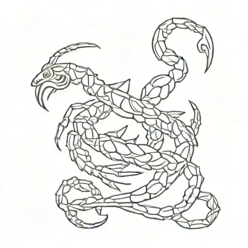 A sketch-style scorpion tattoo with a unique twist, featuring the number 444 integrated into the scorpion's tail tattoo design idea