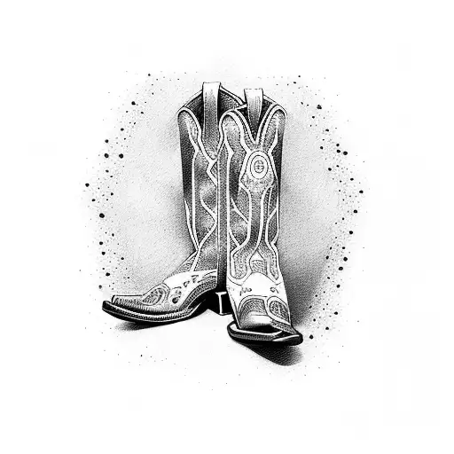 saddle and cowboy boots tattoo design idea
