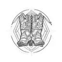 saddle and cowboy boots tattoo design idea