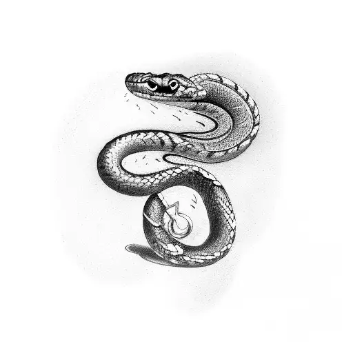 Climbing rope turning into snake tattoo design idea