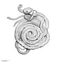 Climbing rope turning into snake tattoo design idea