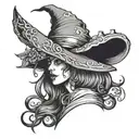 witch hiding half face tattoo design idea