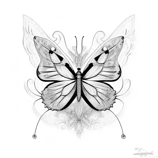 butterfly cyber sigilism tattoo design idea