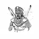 Aztec warrior playing a tribal instrument tattoo design idea