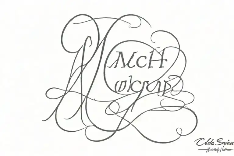 Caleb in script font with March 5, 2023 in Roman numerals tattoo design idea