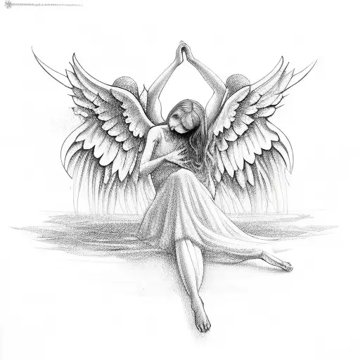 crying angel tattoo design idea