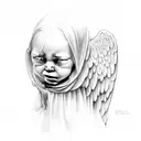 crying angel tattoo design idea