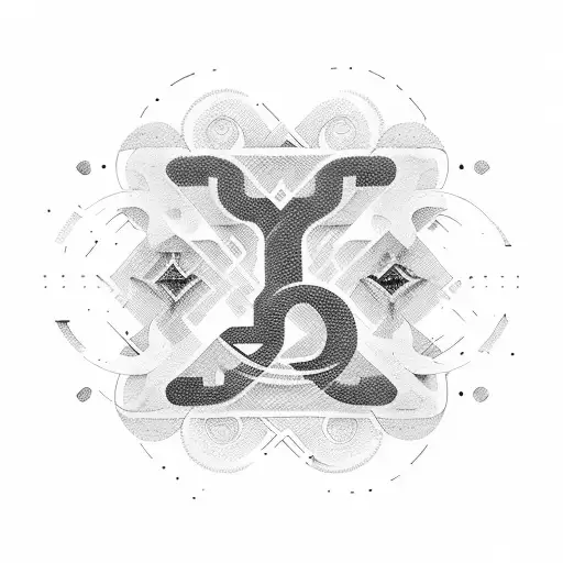 A surrealistic representation of the number 999 with abstract shapes tattoo design idea
