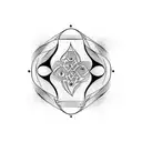 A surrealistic representation of the number 999 with abstract shapes tattoo design idea