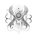 A surrealistic representation of the number 999 with abstract shapes tattoo design idea