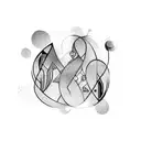 A surrealistic representation of the number 999 with abstract shapes tattoo design idea