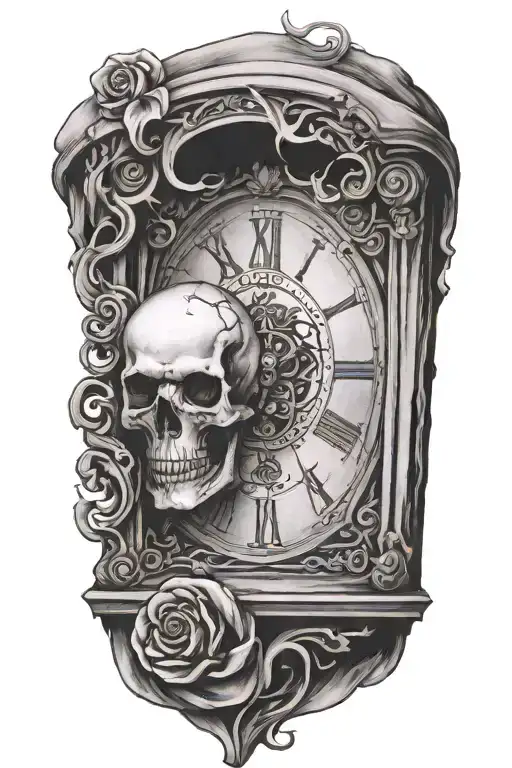 time running out death waits tattoo design idea