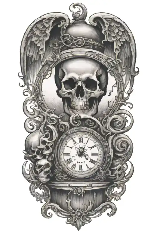 time running out death waits tattoo design idea
